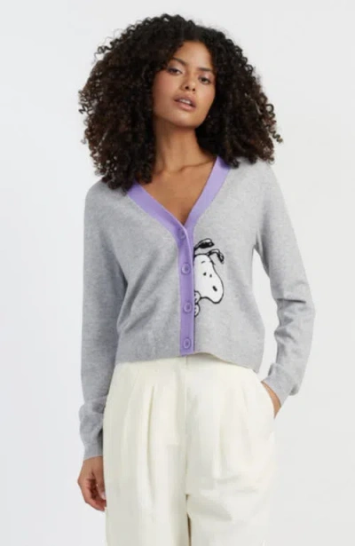 Chinti & Parker Snoopy Cardigan In Light Grey Marl