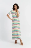 Chinti & Parker Cream Cotton Chevron Stitch Dress In Multi