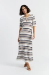 Chinti & Parker Navy Cotton Chevron Stitch Dress In Navy