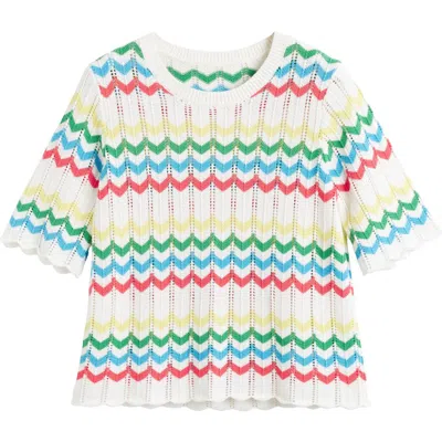 Chinti & Parker Cotton Chevron Stitch T-shirt In Cream