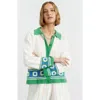 Chinti & Parker Cotton Hand Crochet Shirt In Cream-blue