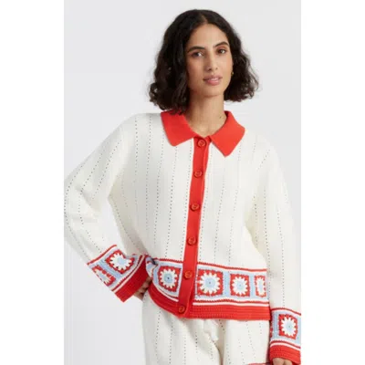 Chinti & Parker Crochet-knit Shirt In Cream-terracotta