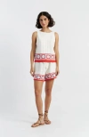 Chinti & Parker Cotton Hand Crochet Vest In Cream-blue