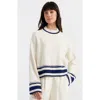 Chinti & Parker Cream Wool-cashmere Guernsey Sweater In Cream/admiral Blue