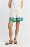 Chinti & Parker Cream Cotton Hand Crochet Shorts In Cream-blue