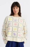 Chinti & Parker La Mer Hand Embroidered Wool Cashmere Sweater In Cream
