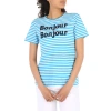 CHINTI & PARKER CHINTI AND PARKER LADIES BLUE STRIPED BONJOUR BONJOUR JERSEY T-SHIRT