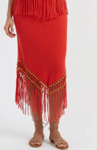 Chinti & Parker Laura Whitmore Beaded Skirt In Red