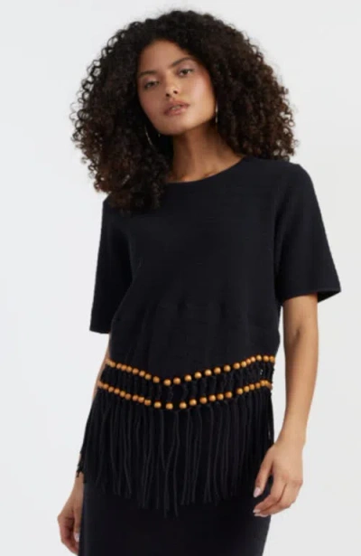Chinti & Parker Laura Whitmore Beaded Top In Black