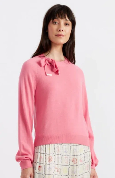 Chinti & Parker Merino Wool Sailors Knot Sweater In Punch Pink