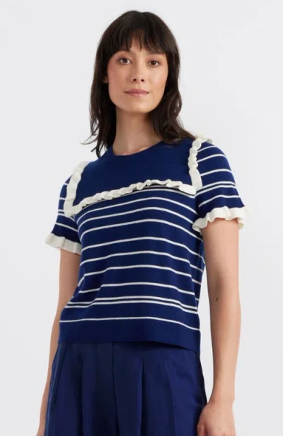 CHINTI & PARKER CHINTI & PARKER NAUTICAL STRIPE SHORT SLEEVE MERINO WOOL TOP