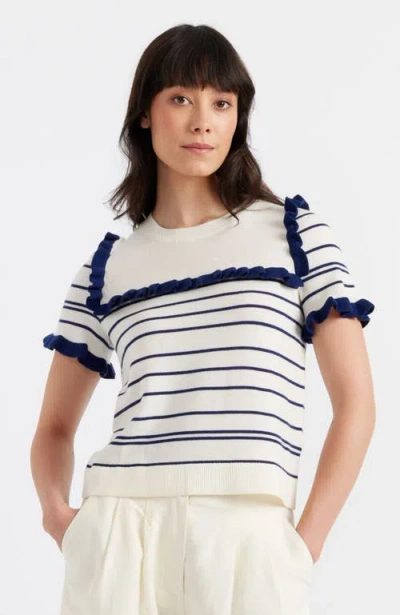 Chinti & Parker Nautical Short-sleeves T-shirt In Cream