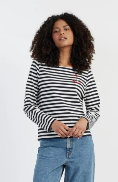 Chinti & Parker Navy Cotton Stripe Snoopy T-shirt