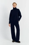 Chinti & Parker Red Cashmere Rollneck Sweater In Navy