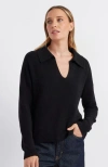 Chinti & Parker Pure Cashmere Summer Collared Sweater In Black