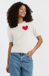 Chinti & Parker Pure Merino Heart Breton Short Sleeve Sweater In Cream