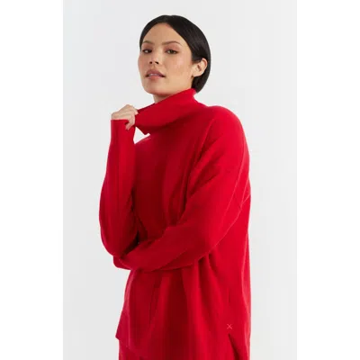 Chinti & Parker Relaxed Roll Neck Wool & Cashmere Sweater In Velvet Red