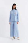 Chinti & Parker Snoopy Anchor Long Cotton Co-ord In Blue/white