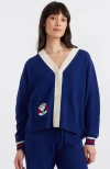 Chinti & Parker Snoopy Cardigan In Admiral Blue/multi