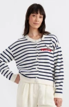 Chinti & Parker X Peanuts Cardigan Mit Snoopy-applikation In Cream/admiral Blue
