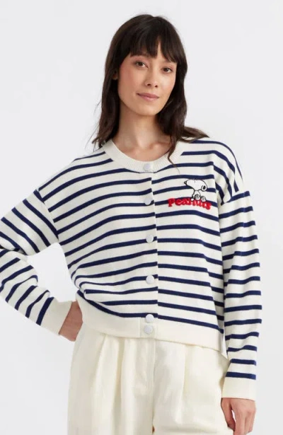 CHINTI & PARKER CHINTI & PARKER SNOOPY BRETON MILANO EMBROIDERED MERINO WOOL CARDIGAN