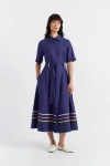 Chinti & Parker Starboard Linen Blend Dress In Admiral Blue