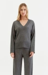 Chinti & Parker V Neck Wool Cashmere Slouchy Lightweight Sweater In Grey