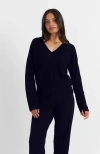 Chinti & Parker V Neck Wool Cashmere Slouchy Lightweight Sweater In Navy