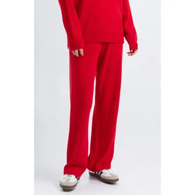Chinti & Parker Wool & Cashmere Wide Leg Track Pant In Red