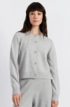 Chinti & Parker Wool Cashmere Blend Crew Neck Cropped Cardigan In Light Grey