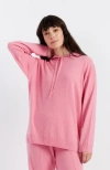 Chinti & Parker Wool Cashmere Blend Relaxed Hoodie Sweater In Punch Pink