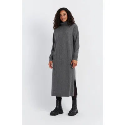 Chinti & Parker Wool-cashmere Relaxed Rollneck Midi Dress In Grey