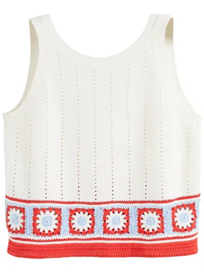 Chinti & Parker Crochet-knit Top In White