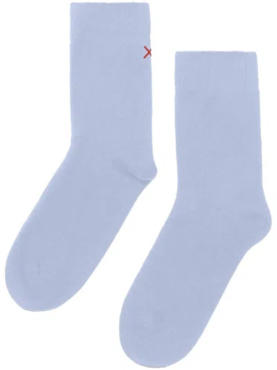 Chinti & Parker Decorative-stitching Socks In Blue