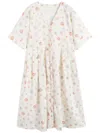 Chinti & Parker Cream Linen-cotton Etoile V-neck Sundress In White