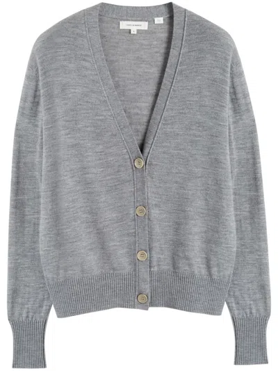 Chinti & Parker Fine-knit Merino Cardigan In Grey