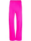 Chinti & Parker Fine-knit Wide-leg Track Pants In Pink