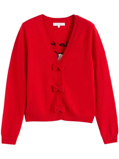 Chinti & Parker Hello Kitty Bow Cardigan In Rot