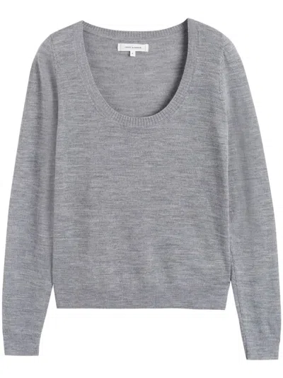 Chinti & Parker Merino Scoop-neck Sweater In Grey