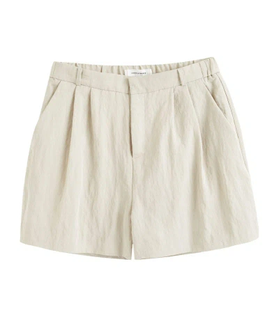 Chinti & Parker Pleat-detail Cotton Shorts In Neutrals