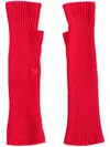 Chinti & Parker Ribbed-knit Fingerless Gloves In 红色