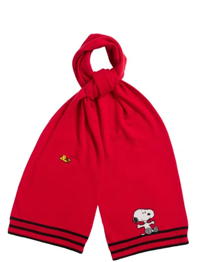 Chinti & Parker Snoopy & Woodstock Scarf In Red