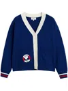 Chinti & Parker Snoopy Cardigan In Admiral Blue/multi