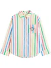 Chinti & Parker Multi Linen-cotton Snoopy Stripe Long Sleeve Shirt In White