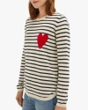 Chinti & Parker Navy-cream Breton Heart Wool-cashmere Sweater In Navy/cream/red