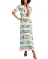 Chinti & Parker Cream Cotton Chevron Stitch Dress In Multi