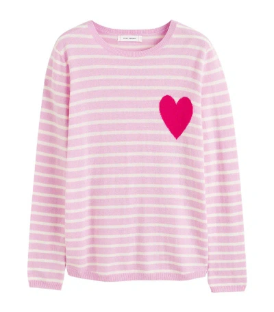 Chinti & Parker Wool-cashmere Breton Heart Sweater In White