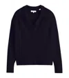 Chinti & Parker V Neck Wool Cashmere Slouchy Lightweight Sweater In Navy