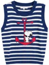 Chinti & Parker X Peanuts Pullunder Mit Snoopy-stickerei In Admiral Blue/cream