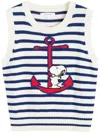 Chinti & Parker X Peanuts Pullunder Mit Snoopy-stickerei In Cream/admiral Blue